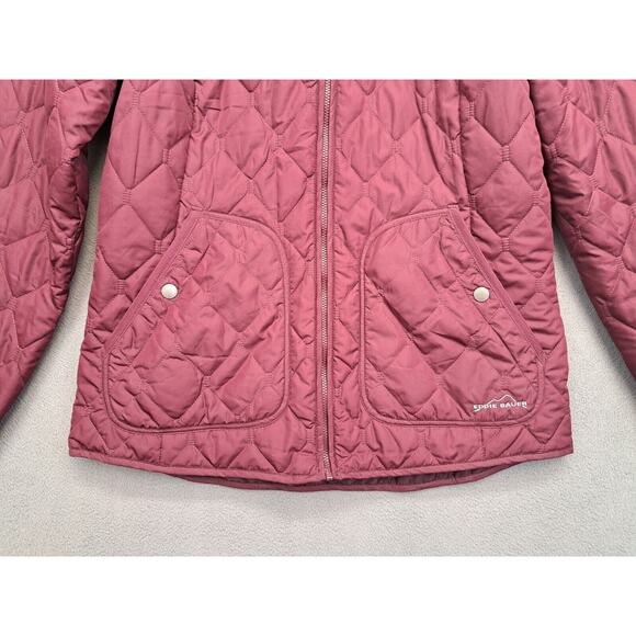 Eddie Bauer Women Medium Maroon Red Quilted Full Zip Fall Winter Jacket - Picture 4 of 7